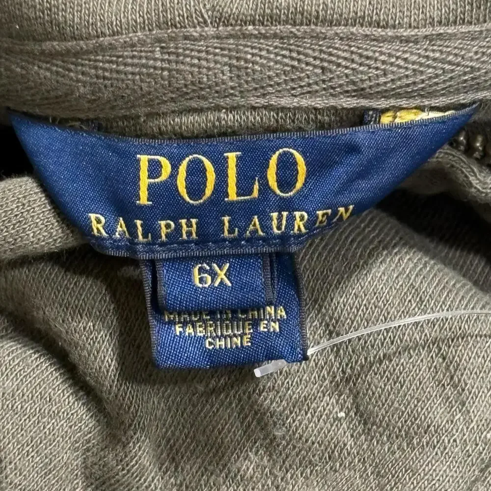 Polo Ralph Lauren Hoodie Girls 6X Green Quilted Full Zip Hooded Knit Sweatshirt